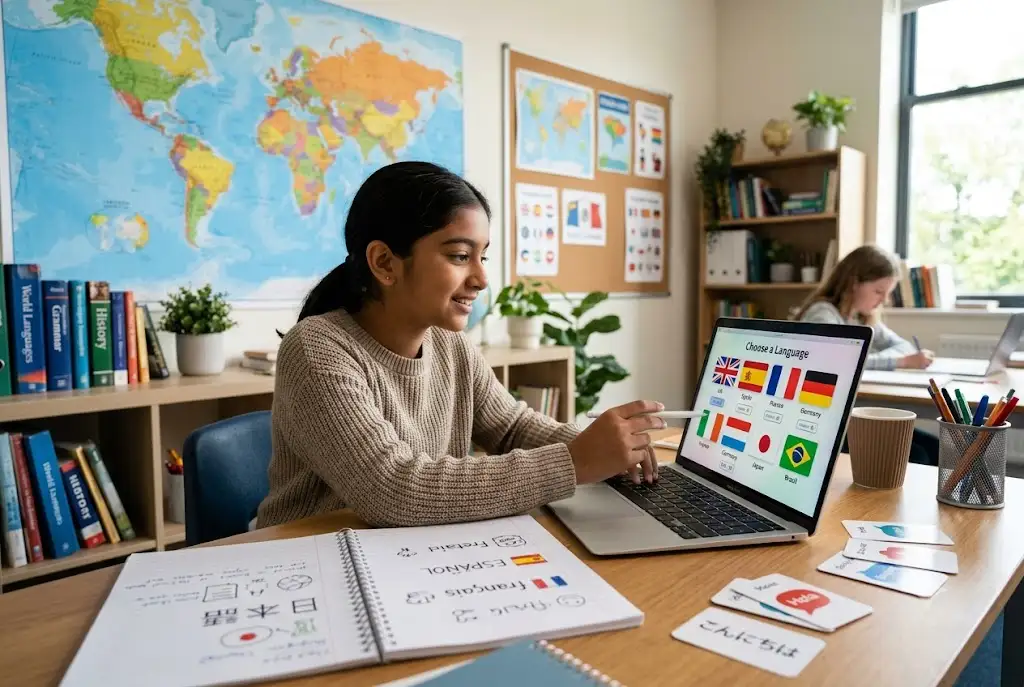 Student deciding which language should I learn using language learning resources